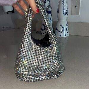 GIERITE’ - famous BRILLY - SILVER Elegant Silver Rhinestone Women's Bag